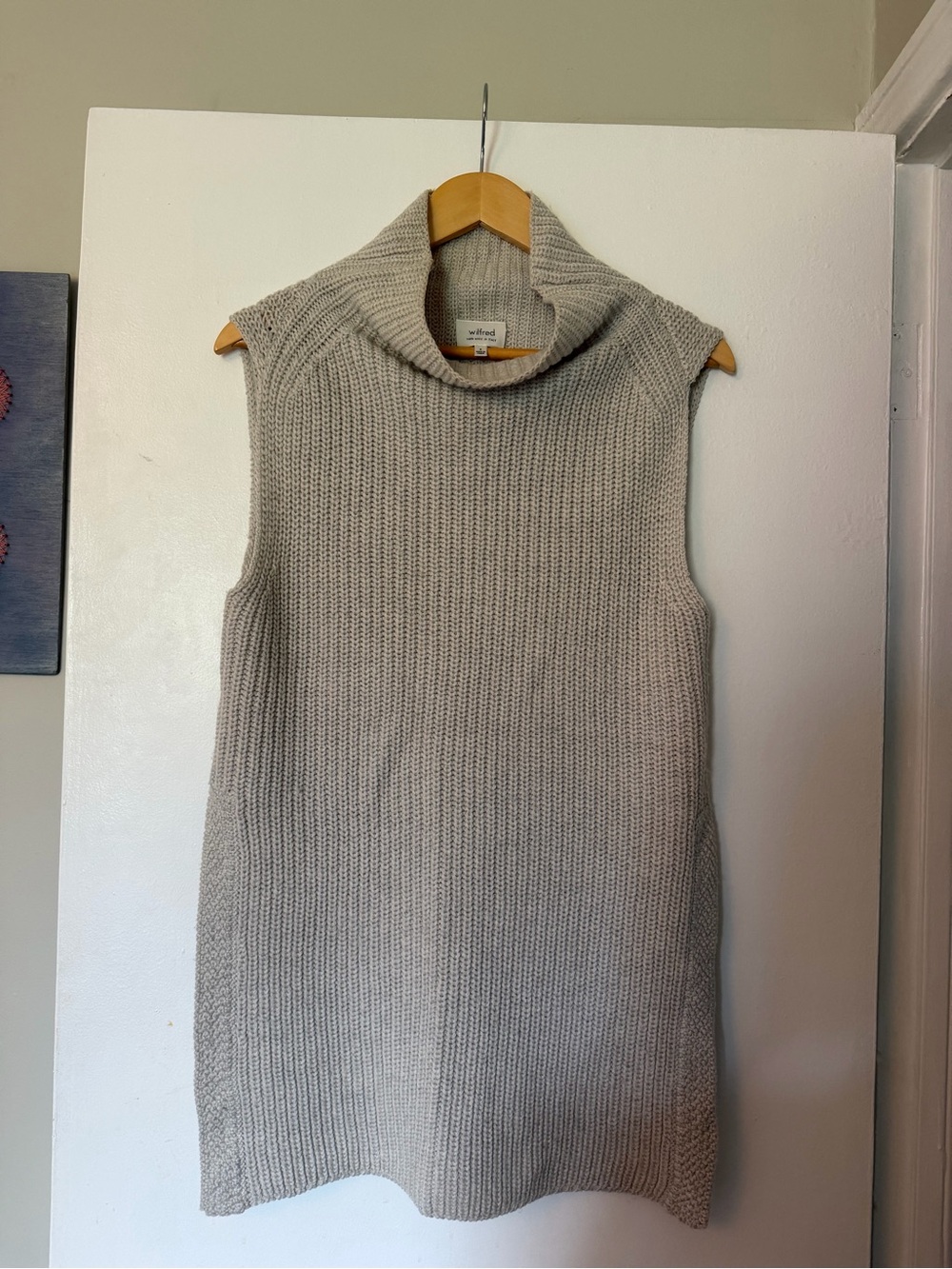 Wilfred Light Cream Sleeveless Cowl Neck Sweater